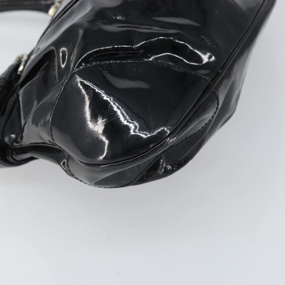 Salvatore Ferragamo Ganchei Hand Bag Patent leather Black Silver Auth bs32886