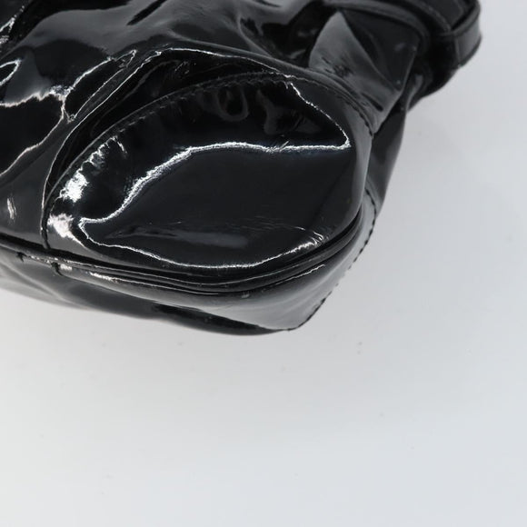 Salvatore Ferragamo Ganchei Hand Bag Patent leather Black Silver Auth bs32886