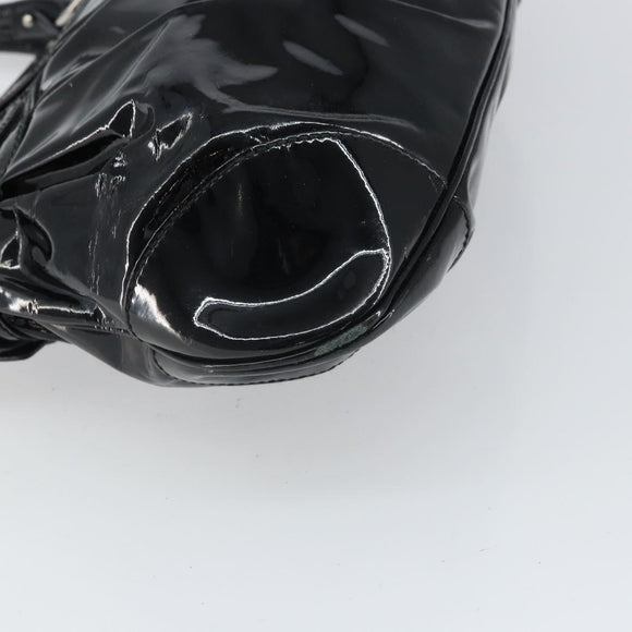 Salvatore Ferragamo Ganchei Hand Bag Patent leather Black Silver Auth bs32886