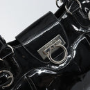Salvatore Ferragamo Ganchei Hand Bag Patent leather Black Silver Auth bs32886-15