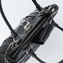 Salvatore Ferragamo Ganchei Hand Bag Patent leather Black Silver Auth bs32886-16