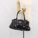 Salvatore Ferragamo Ganchei Hand Bag Patent leather Black Silver Auth bs32886-25