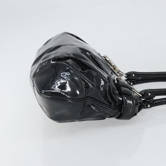Salvatore Ferragamo Ganchei Hand Bag Patent leather Black Silver Auth bs32886