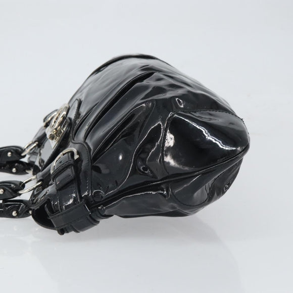 Salvatore Ferragamo Ganchei Hand Bag Patent leather Black Silver Auth bs32886