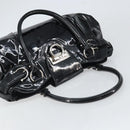 Salvatore Ferragamo Ganchei Hand Bag Patent leather Black Silver Auth bs32886-6