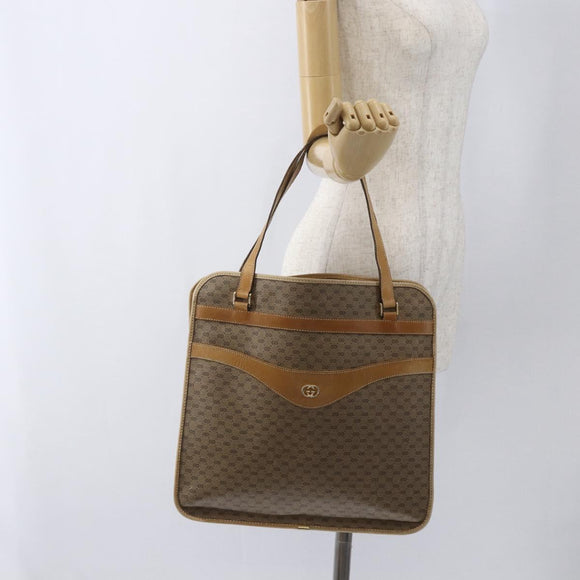 GUCCI Micro GG Supreme Tote Bag PVC Leather Beige Gold 002 14 4428 Auth bs32888