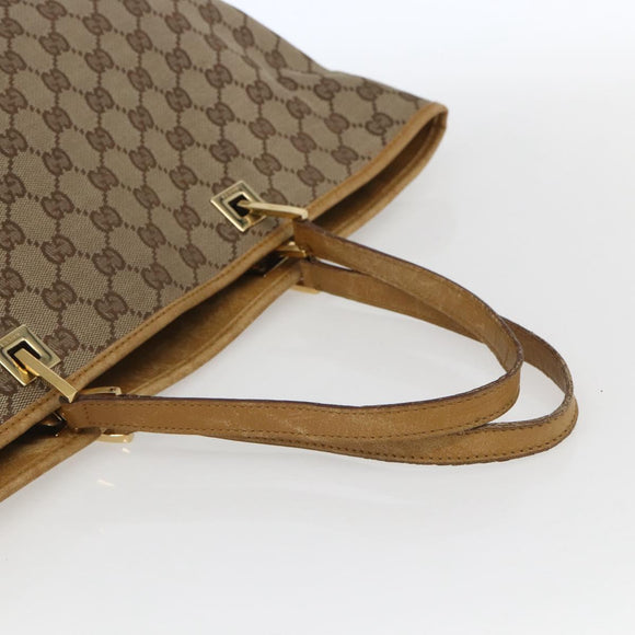 GUCCI GG Canvas Tote Bag Beige Gold 002 1097 Auth bs32889