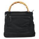 GUCCI Bamboo Hand Bag Canvas Black Silver 002 2122 0508 Auth bs32890-2