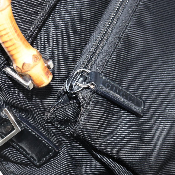 GUCCI Bamboo Hand Bag Canvas Black Silver 002 2122 0508 Auth bs32890