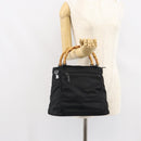 GUCCI Bamboo Hand Bag Canvas Black Silver 002 2122 0508 Auth bs32890-24