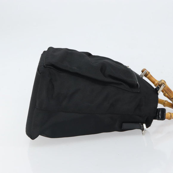 GUCCI Bamboo Hand Bag Canvas Black Silver 002 2122 0508 Auth bs32890