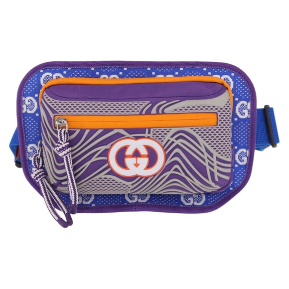 GUCCI Waist bag Nylon Purple Silver 752102 Auth bs32891V