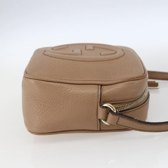 GUCCI Soho Shoulder Bag Leather Beige Gold 308364 Auth bs32892