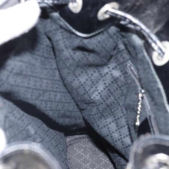 GUCCI Bamboo Body Bag Canvas Leather Black Silver 003 2113 0036 Auth bs32893