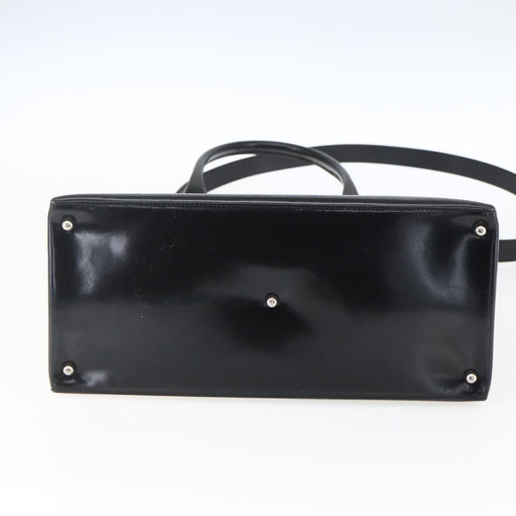 GUCCI Hand Bag Patent leather 2way Black Silver 000 1118 0503 Auth bs32894