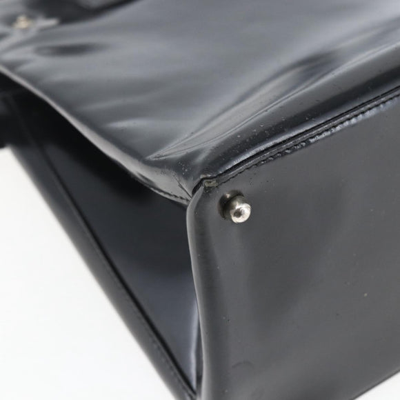GUCCI Hand Bag Patent leather 2way Black Silver 000 1118 0503 Auth bs32894