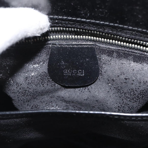 GUCCI Hand Bag Patent leather 2way Black Silver 000 1118 0503 Auth bs32894