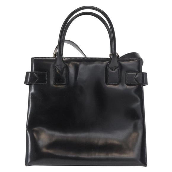 GUCCI Hand Bag Patent leather 2way Black Silver 000 1118 0503 Auth bs32894