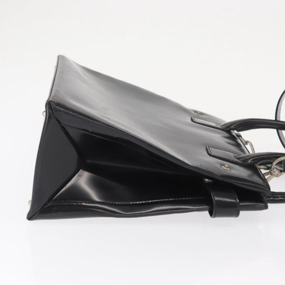 GUCCI Hand Bag Patent leather 2way Black Silver 000 1118 0503 Auth bs32894