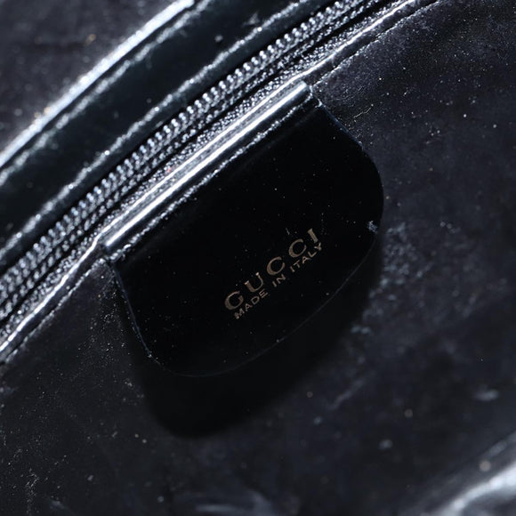 GUCCI Bamboo Body Bag Patent leather Black Gold 003 3444 0027 Auth bs32895