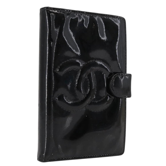 CHANEL Agenda Day Planner Cover Patent leather Gold Black CC Auth bs32900