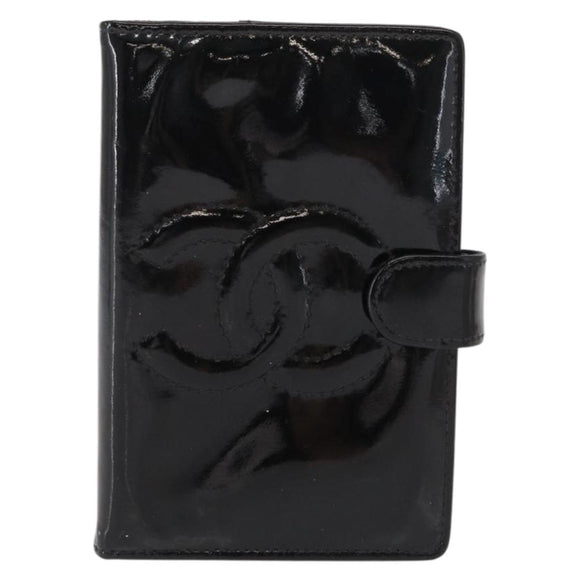 CHANEL Agenda Day Planner Cover Patent leather Gold Black CC Auth bs32900