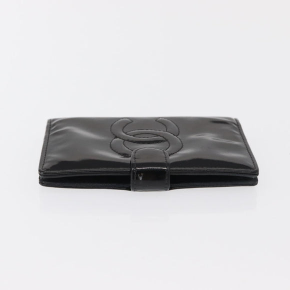 CHANEL Agenda Day Planner Cover Patent leather Gold Black CC Auth bs32900