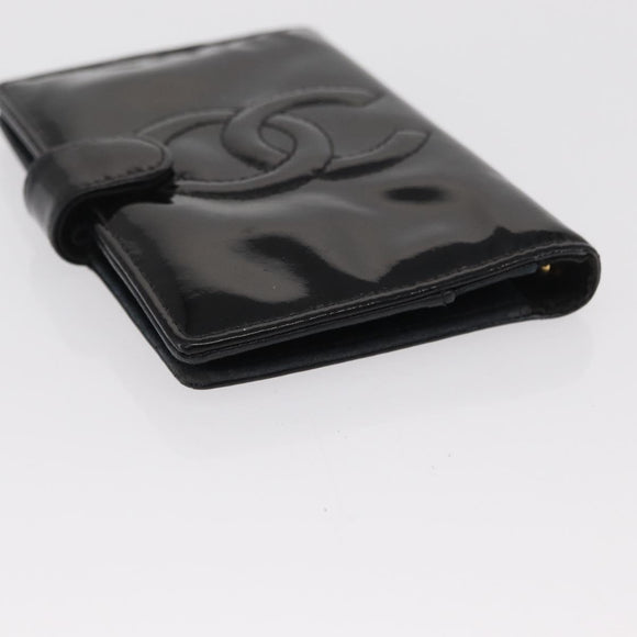 CHANEL Agenda Day Planner Cover Patent leather Gold Black CC Auth bs32900