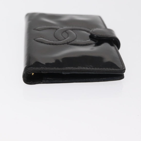 CHANEL Agenda Day Planner Cover Patent leather Gold Black CC Auth bs32900