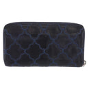 CHANEL Matelasse Long Wallet Leather Navy Silver CC Auth bs32901-2