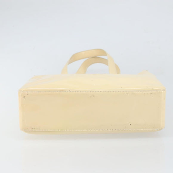 CHANEL Tote Bag Patent leather Beige Gold CC Auth bs32903