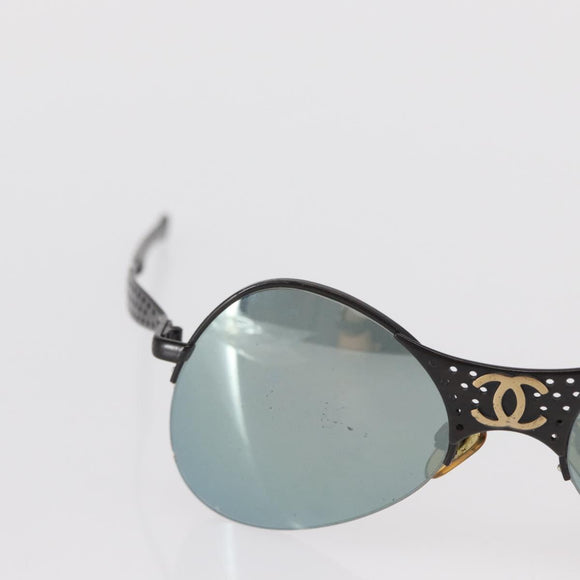 CHANEL Sunglasses plastic 2 Set Black Beige CC Auth bs32905