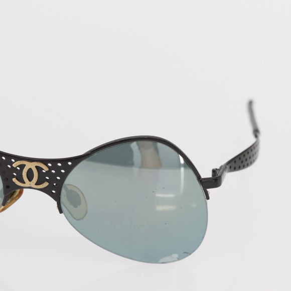 CHANEL Sunglasses plastic 2 Set Black Beige CC Auth bs32905