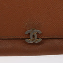 CHANEL Wallet Caviar Skin Brown Gold CC Auth bs32906-8