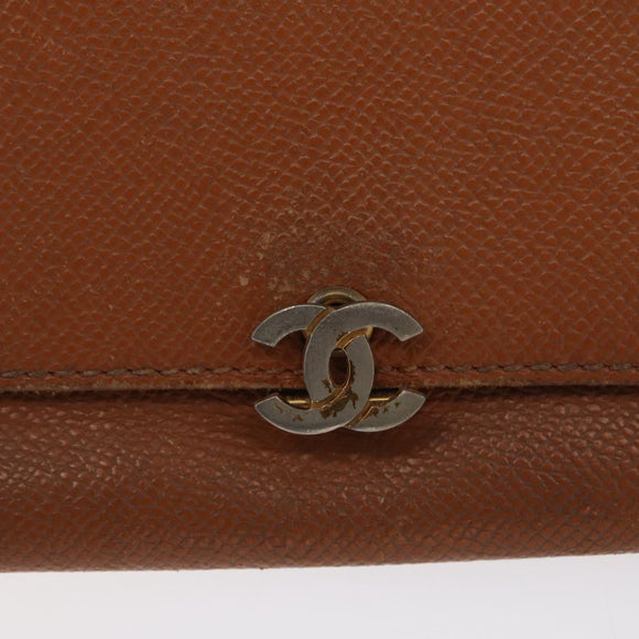 CHANEL Wallet Caviar Skin Brown Gold CC Auth bs32906