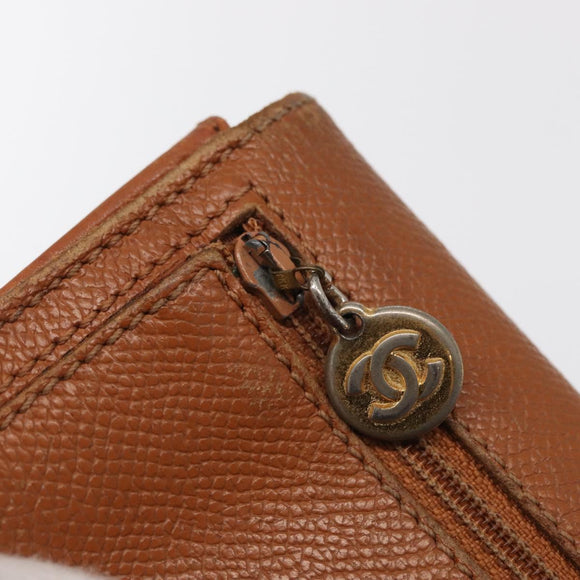 CHANEL Wallet Caviar Skin Brown Gold CC Auth bs32906