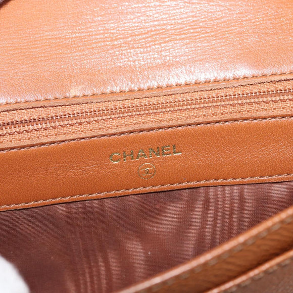 CHANEL Wallet Caviar Skin Brown Gold CC Auth bs32906