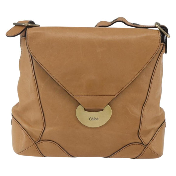 Chloe Shoulder Bag Leather Beige Auth bs32925