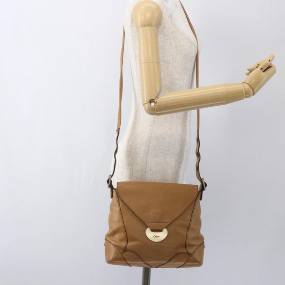 Chloe Shoulder Bag Leather Beige Auth bs32925