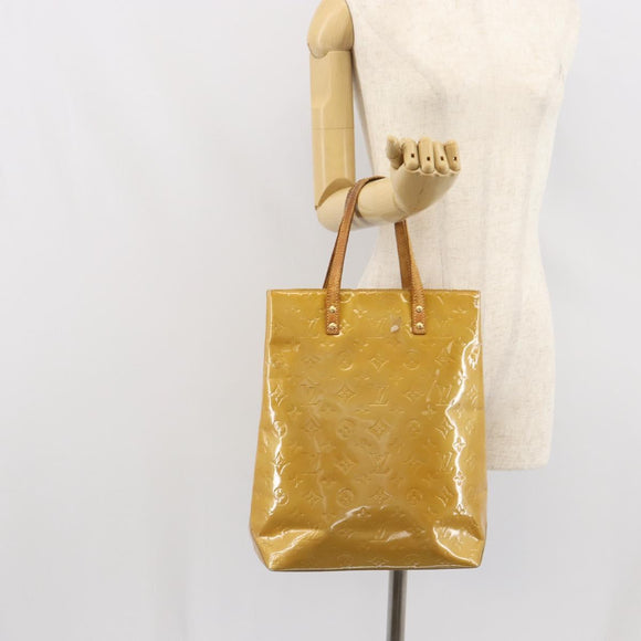 LOUIS VUITTON Monogram Vernis Reade MM Hand Bag Beige M91141 LV Auth bs32935