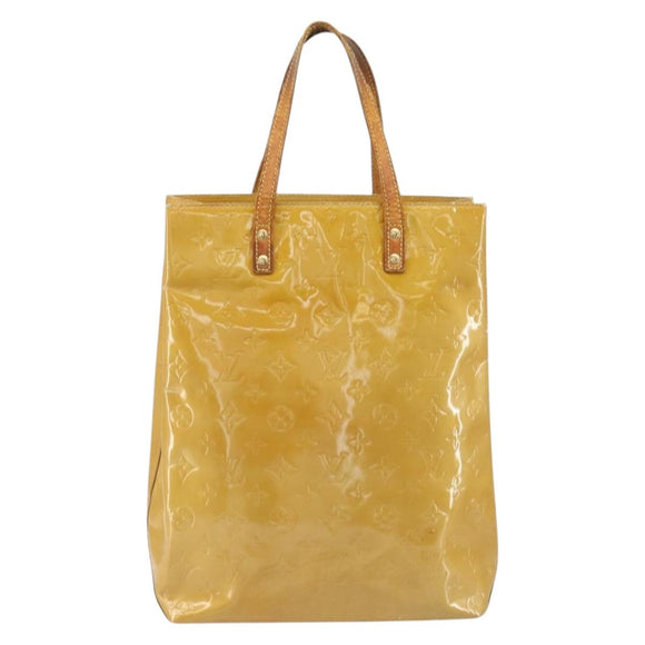 LOUIS VUITTON Monogram Vernis Reade MM Hand Bag Beige M91141 LV Auth bs32935