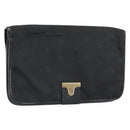 Christian Dior Pouch Nylon Leather Black Gold Auth bs32945-1