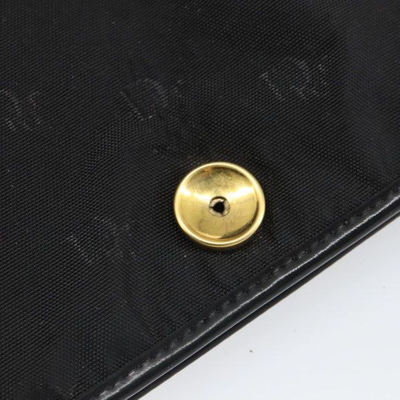 Christian Dior Pouch Nylon Leather Black Gold Auth bs32945