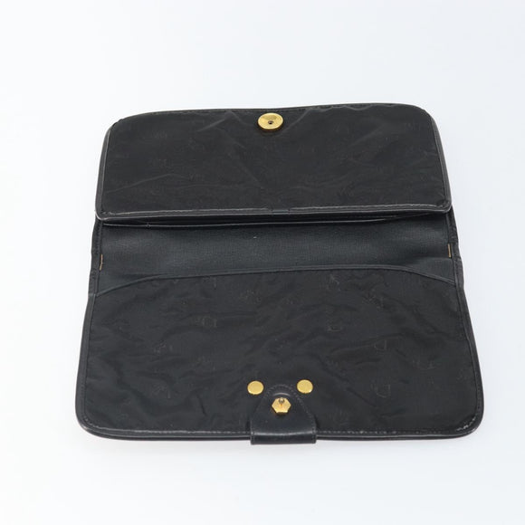 Christian Dior Pouch Nylon Leather Black Gold Auth bs32945
