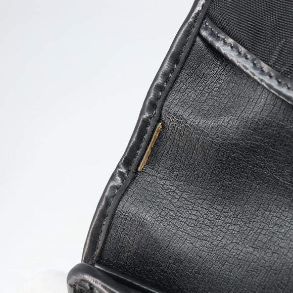 Christian Dior Pouch Nylon Leather Black Gold Auth bs32945