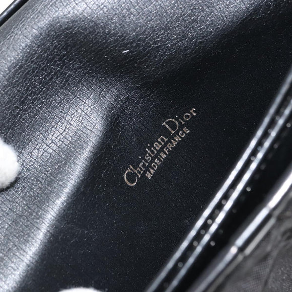 Christian Dior Pouch Nylon Leather Black Gold Auth bs32945