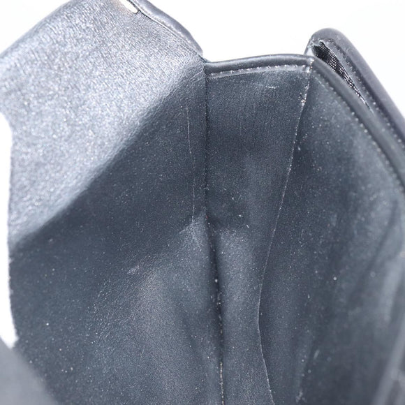 Christian Dior Pouch Nylon Leather Black Gold Auth bs32945