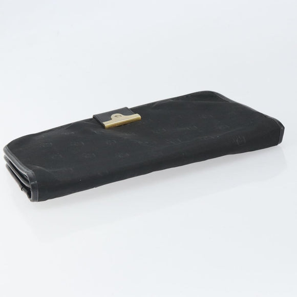Christian Dior Pouch Nylon Leather Black Gold Auth bs32945