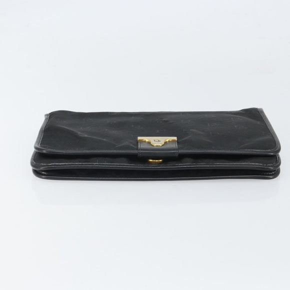 Christian Dior Pouch Nylon Leather Black Gold Auth bs32945