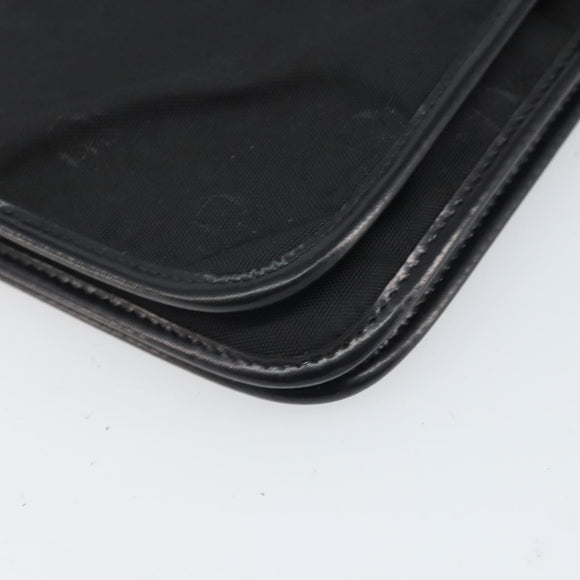 Christian Dior Pouch Nylon Leather Black Gold Auth bs32945